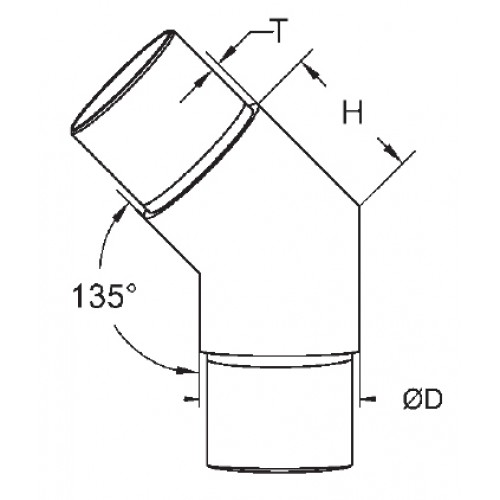 45 degree bend-48.3mm o/d x 2.5mm wall Push Fit Grade 316 Satin polished 